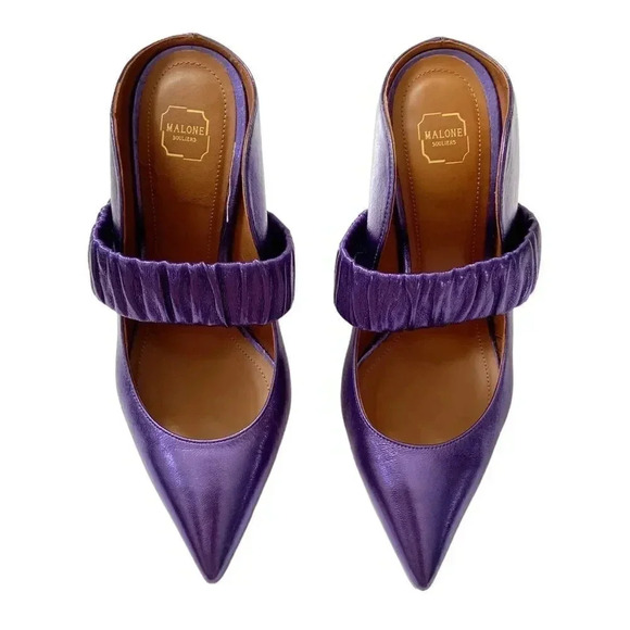 Malone Souliers Mira Metallic Leather Mule Pump Iris size 36 US6 - Picture 2 of 9